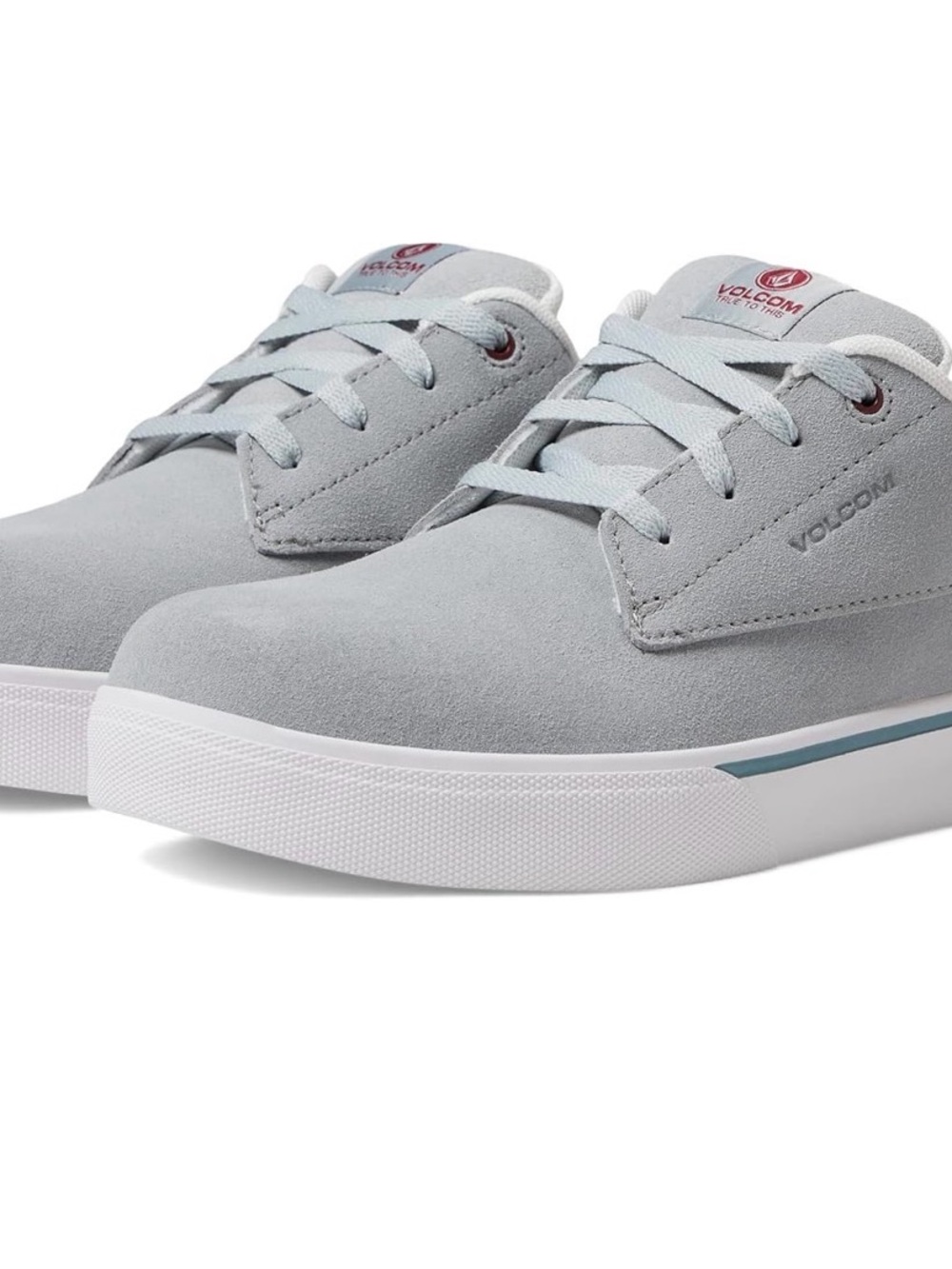 Volcom Light Gray Suede Low-Top Sneakers steel toe